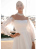 Beaded Ivory Satin Organza Stunning Wedding Dress